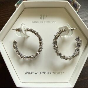 Bomb Party She Inspires Alexandrite CZ Hoop Earrings RBP7552 Rhodium Plated NIB